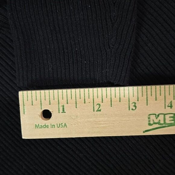 SOFT Black Silk Ribbed Sweater Top Lg 3/4 Sleeve Lightweight Stretch Capsule 90s - Picture 6 of 9